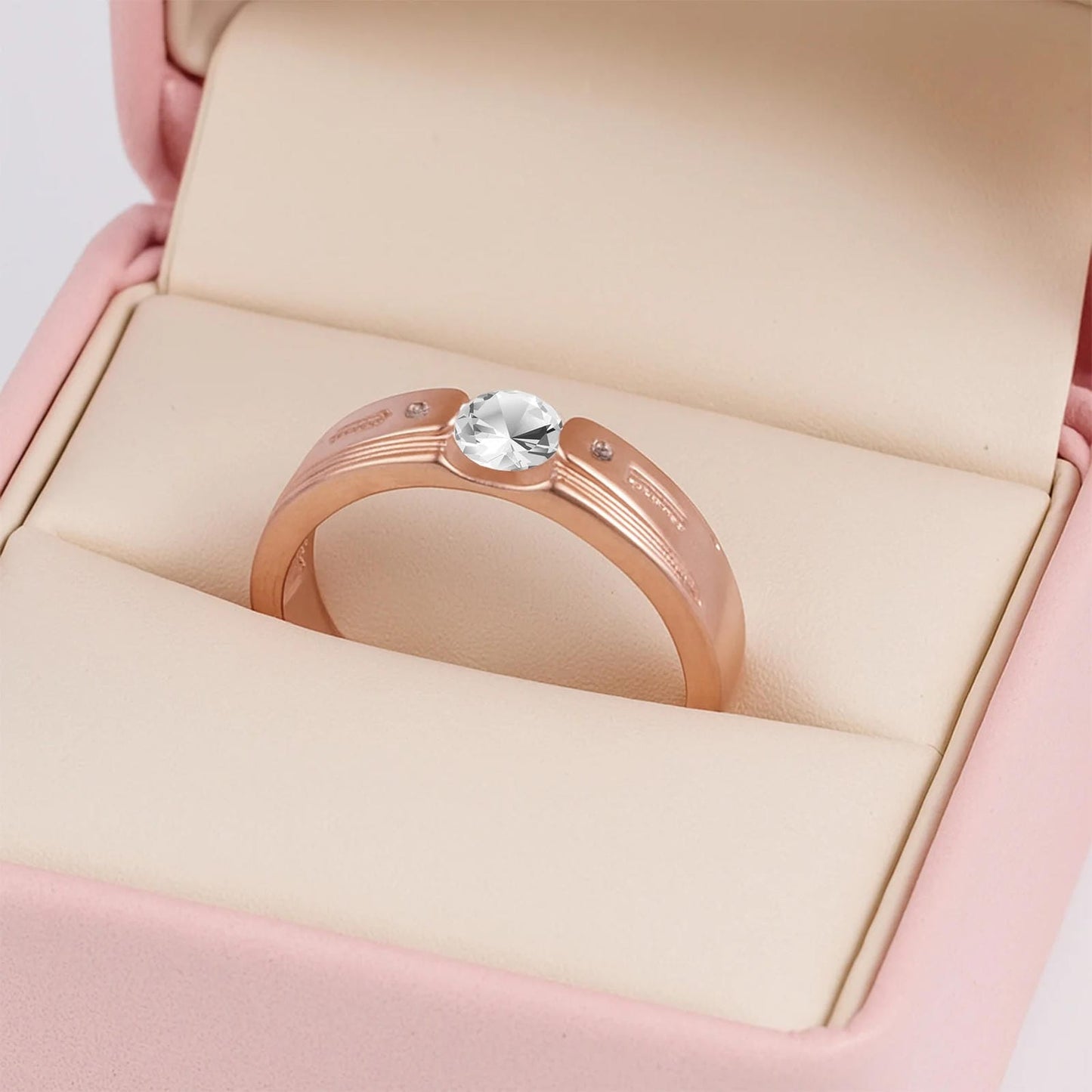 Elegant Rose Gold and Silver Ring for Men – Diamond Accent - Blisseallure.in