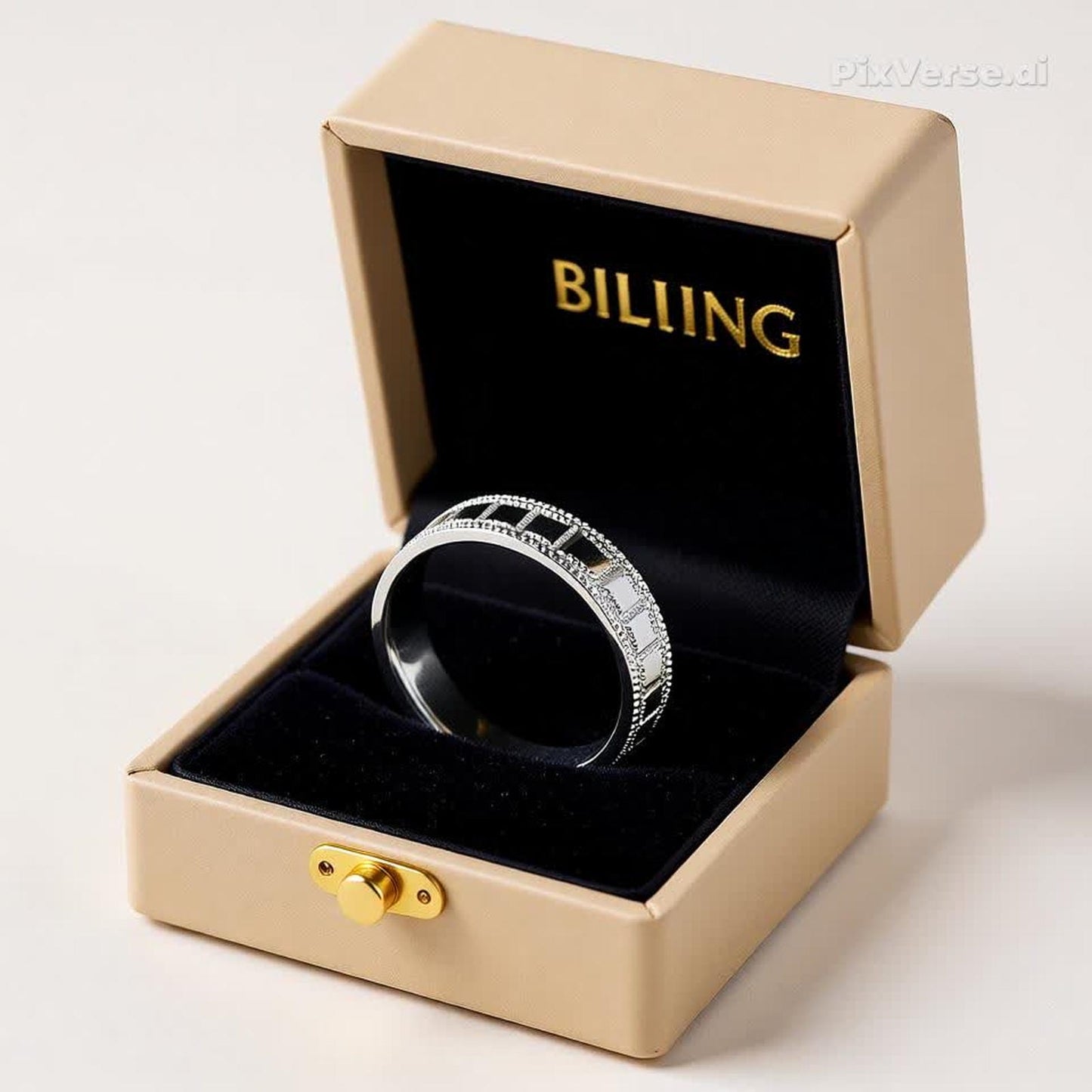 Men's Band Ring – Rectangular Beaded Design, Geometric Pattern & Matte Finish - Blisseallure.in