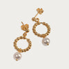 Gold Beaded with Pearl Drop Earrings - Blisseallure.in