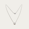 Modern and trendy double layered silver chain with white cz drop pendant