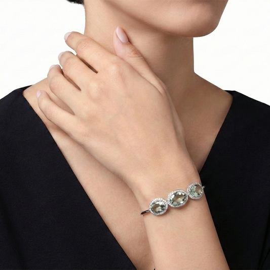 Blisse Allure Sea Green Amethyst Bracelet with white cubic zirconia