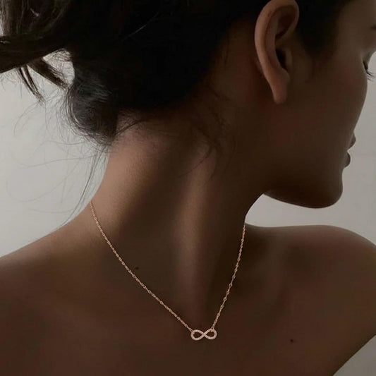 Gold Infinity Necklace with Cubic Zirconia - Blisseallure.in