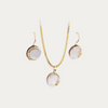 Mother of Pearl Round 925 Sterling Silver Earring & Pendant Set
