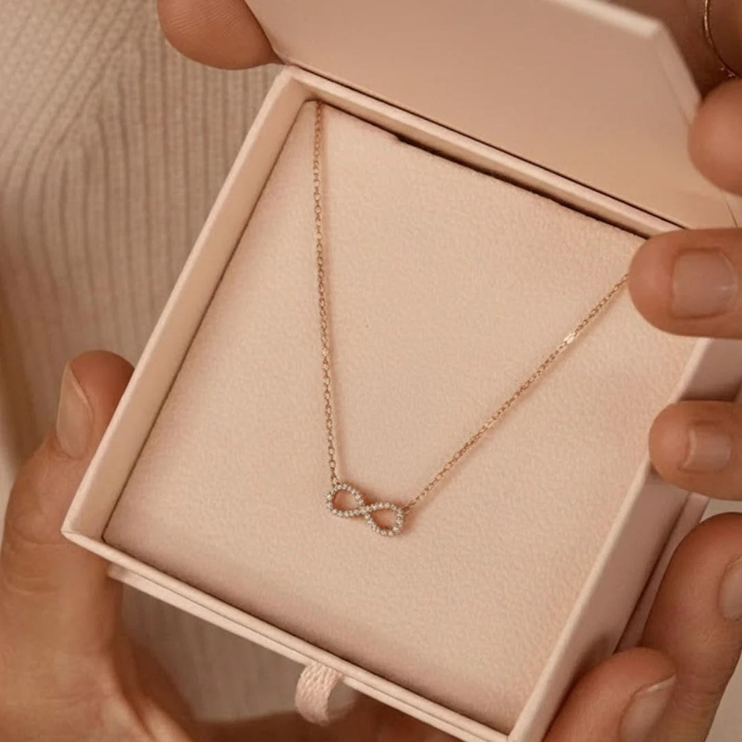 Gold Infinity Necklace with Cubic Zirconia - Blisseallure.in