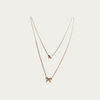 Butterfly shaped rose gold with white cz layered necklace