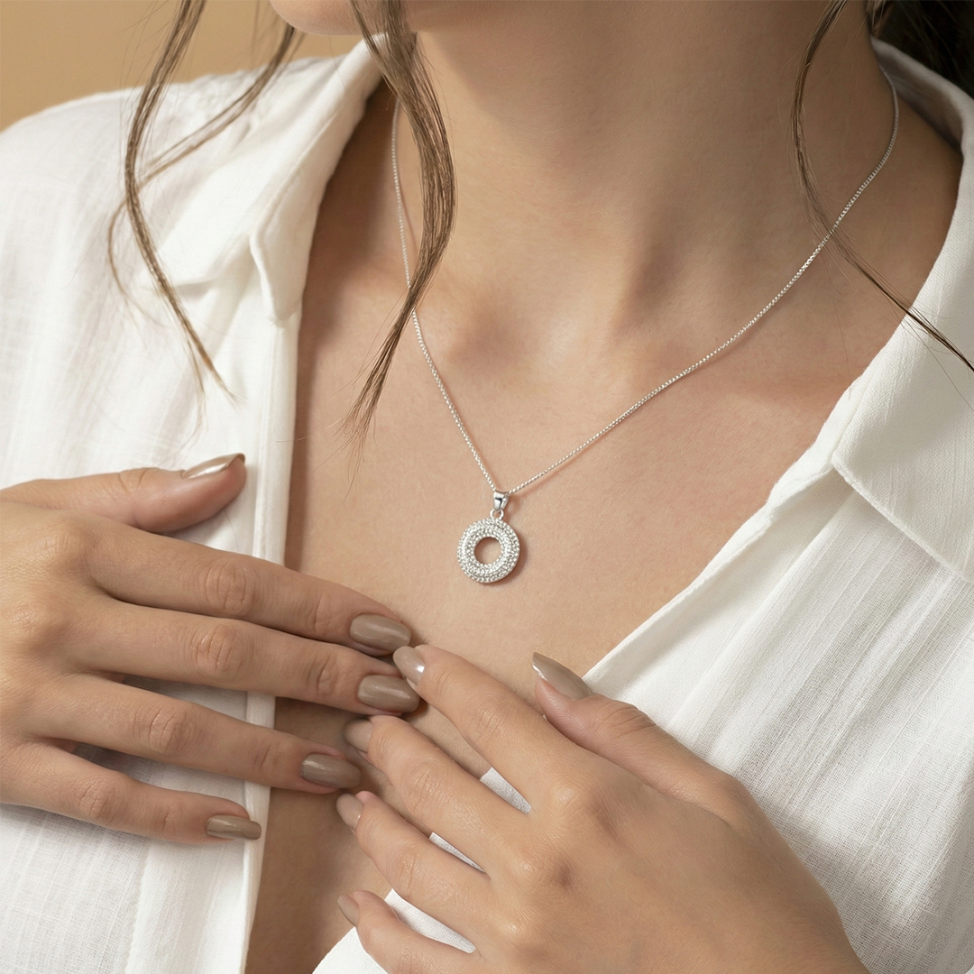 Blisse Allure Sterling Silver Doughnut pendant with silver chain