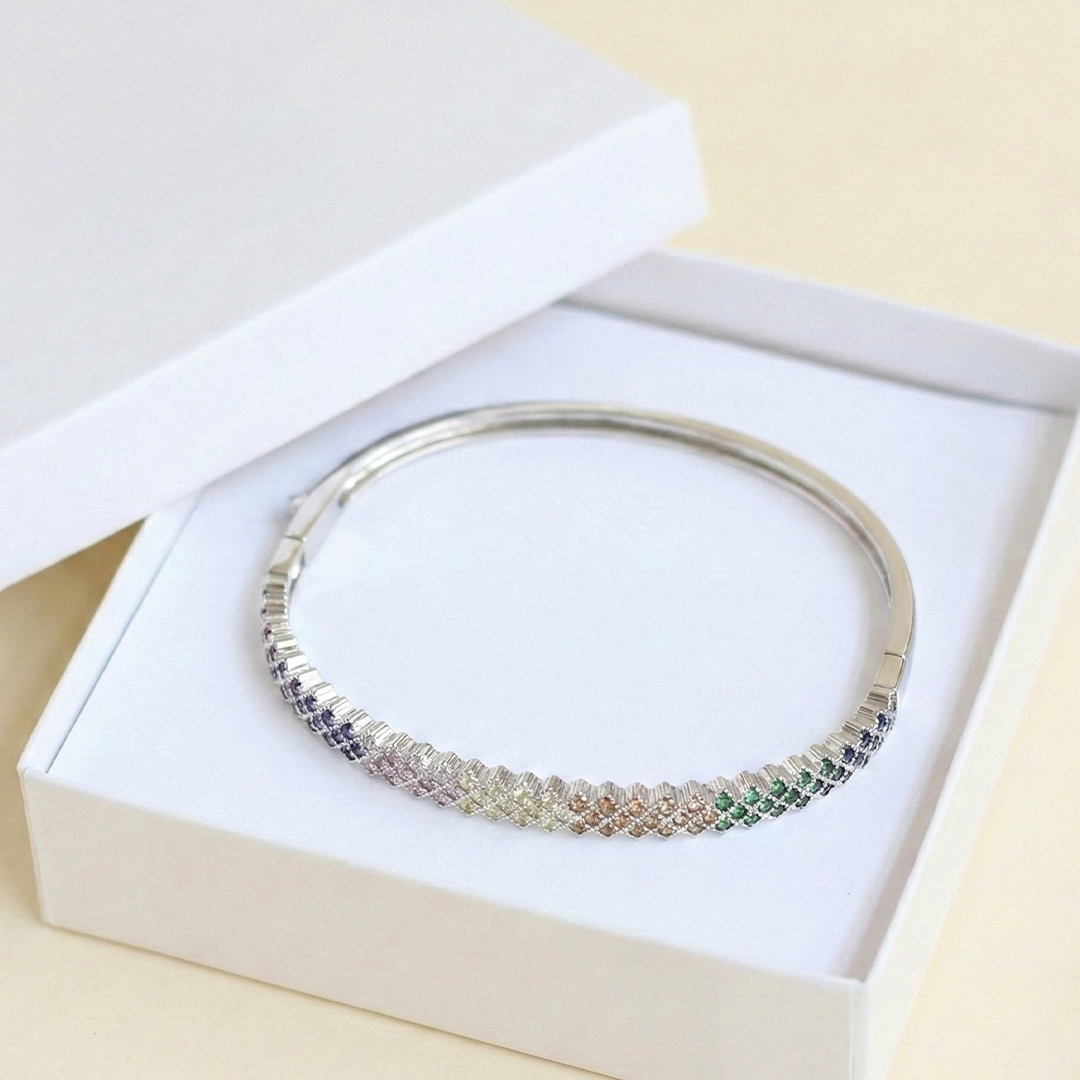 Blisse Allure Sterling Waffle Designed Rectangle shaped Bangle