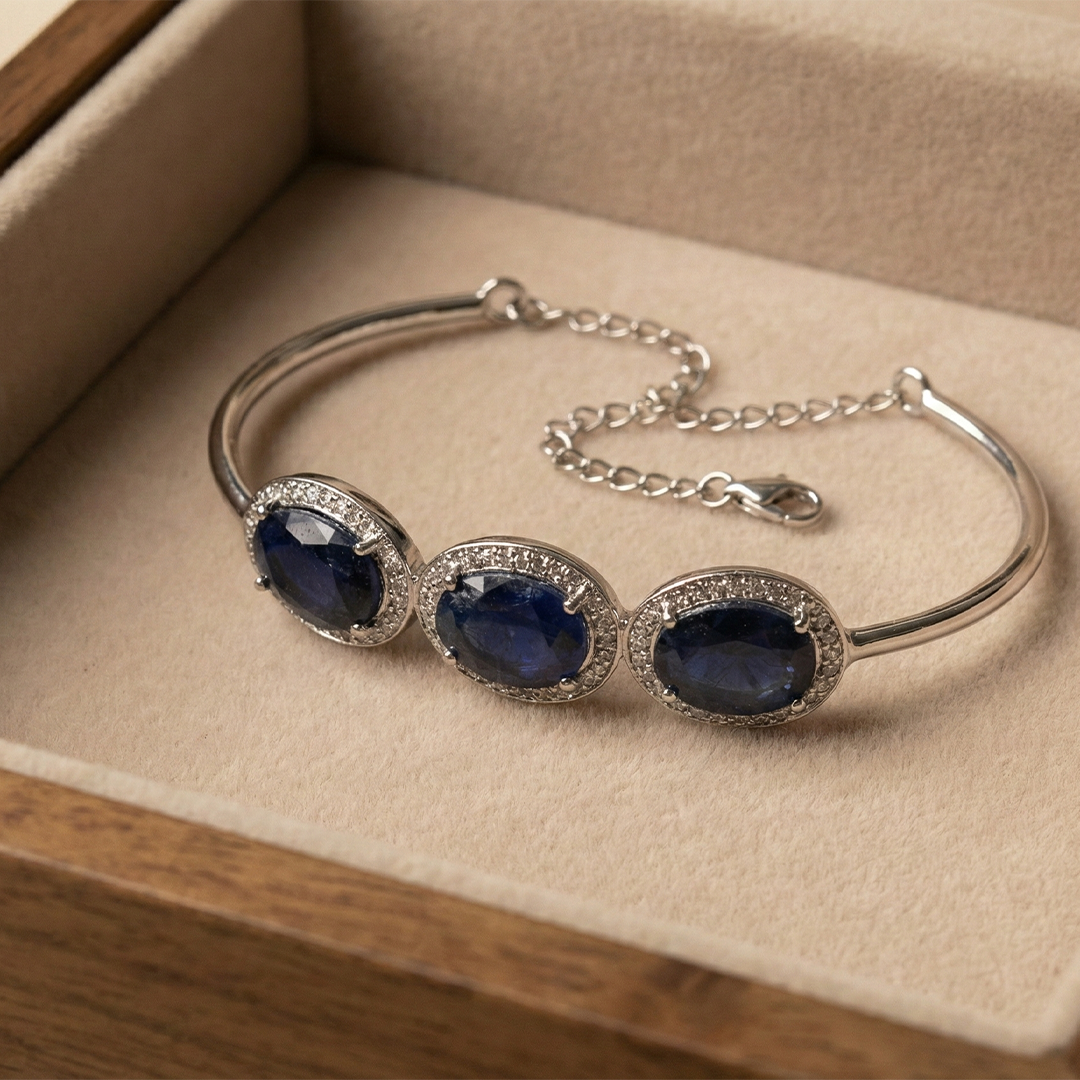 Blisse Allure Blue Sapphire Bracelet with white cubic zirconia