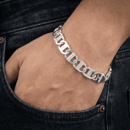 Chain bracelet with cubic zirconia stones for men - Blisseallure.in