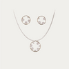Modern Circle 925 Sterling SIlver Earrings with Freshwater Pearls & Pendant Set
