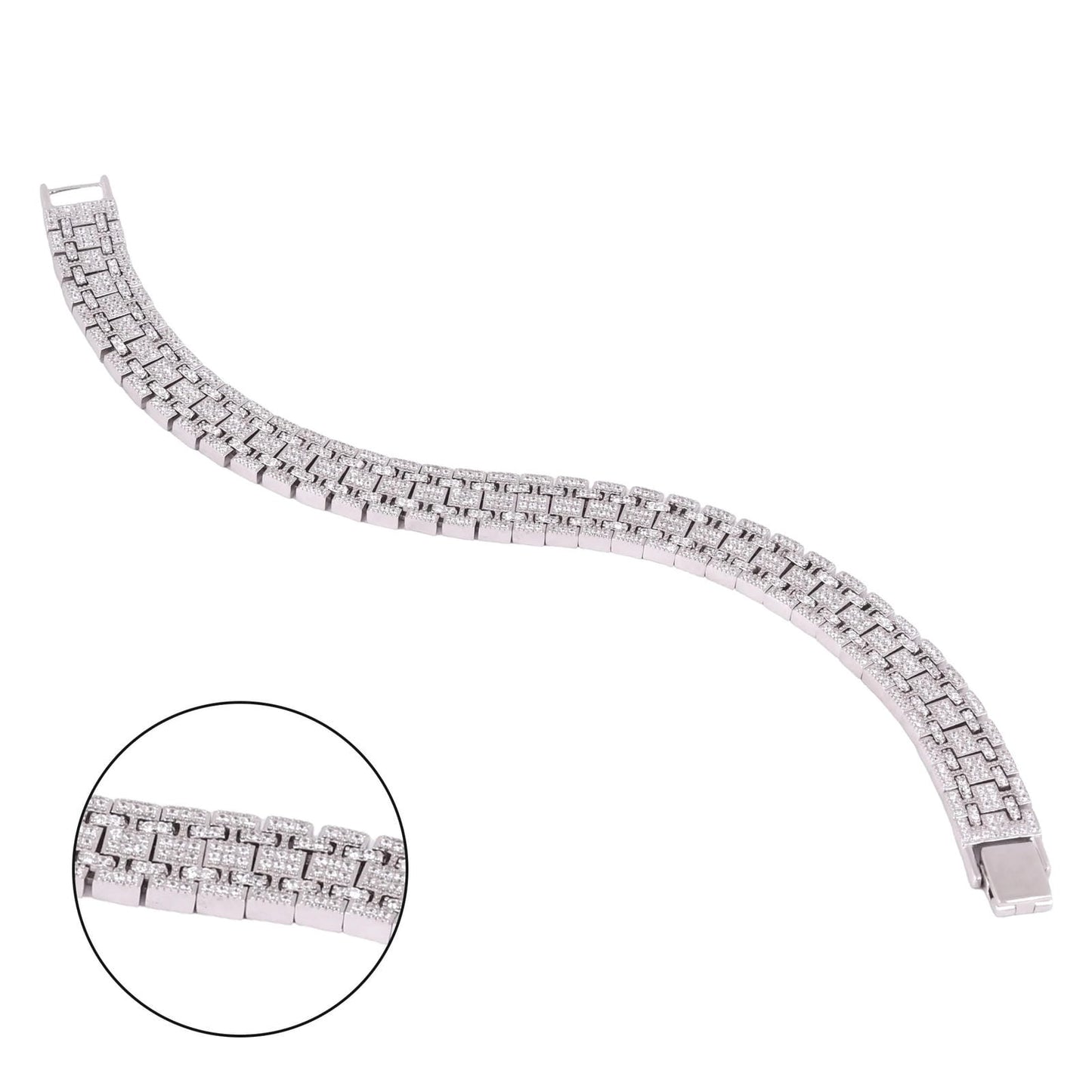 Brick-Link Bracelet with CZ Stones Men