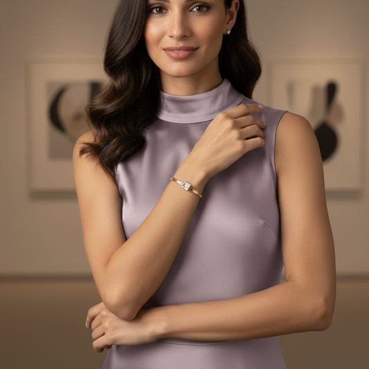 Blisse Allure Luxury Rose Gold Bracelet with Emerald-Cut Diamond