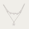 Blisse Allure Sterling Silver Clavicle Layered Star Necklace