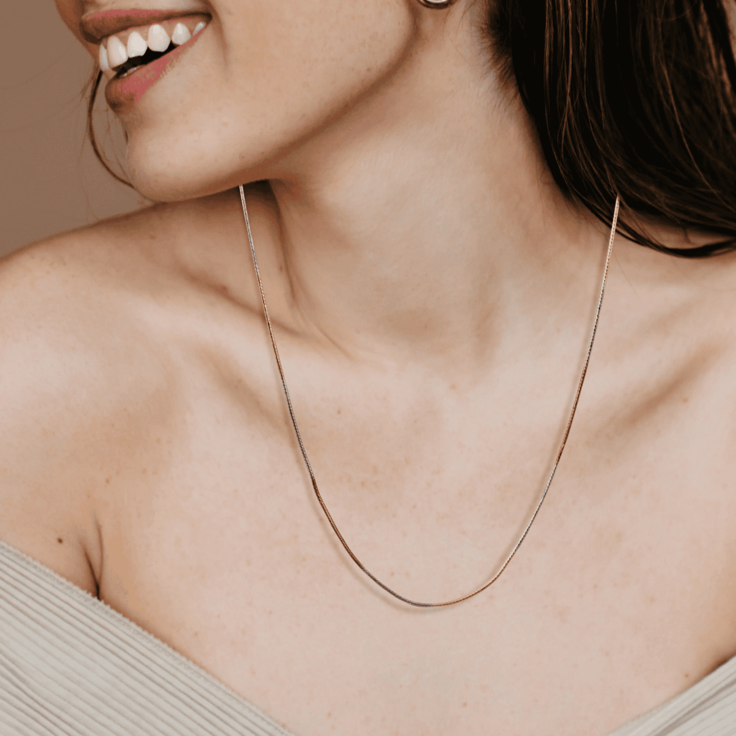 Triple Tone Flat Snake Chain Necklace for Women - Blisseallure.in