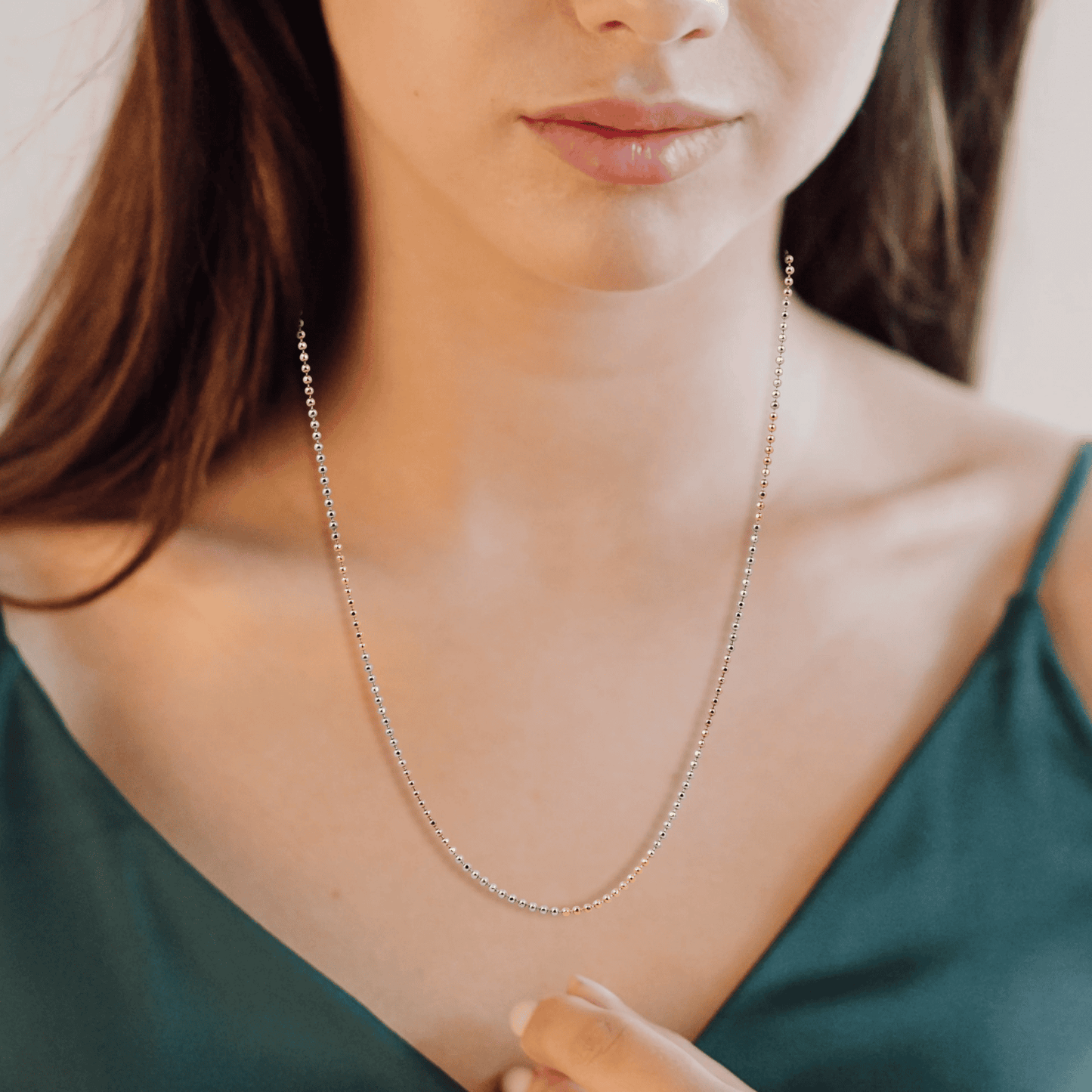 Triple Tone Ball Bead Chain Necklace for Women - Blisseallure.in