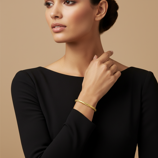 Blisse Allure Timeless Gold Vermeil Bangle with Braided Texture