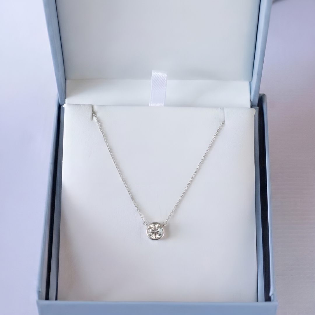 Blisse Allure Sterling Silver Bezel set Pendant Necklace