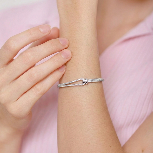 Silver victorian bangle bracelet studded in white zircon
