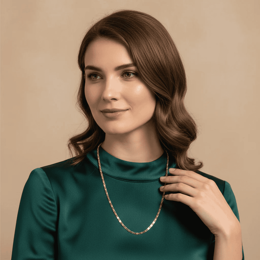 Triple Tone Fine Link Chain Necklace for Women - Blisseallure.in