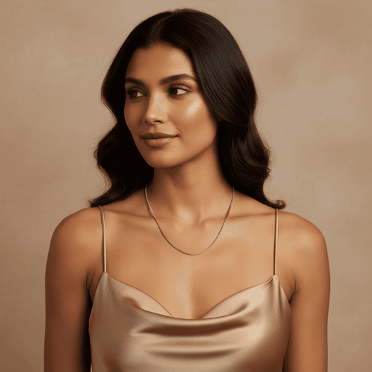 Triple Tone Flat Snake Chain Necklace for Women - Blisseallure.in