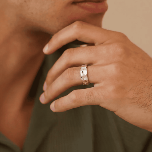 Men's Ring with Smooth & Textured Design - Blisseallure.in