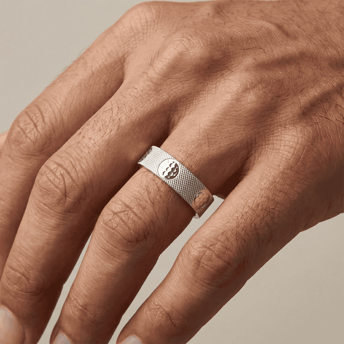 Textured Band Ring with Hammered Dot Accents For Men - Blisseallure.in