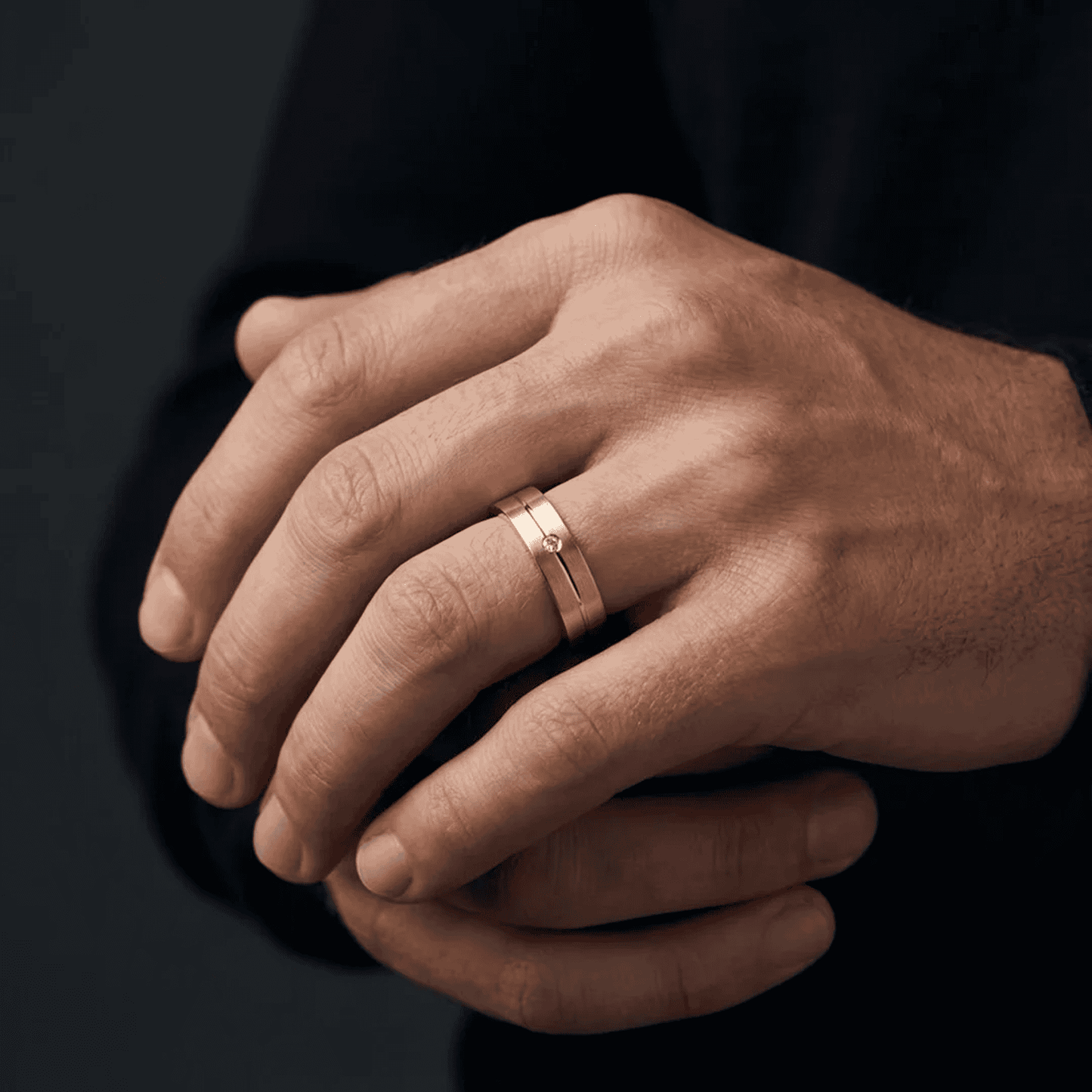 Ring with Warm Gold-Toned Finish & Single Stone Accent For Men - Blisseallure.in