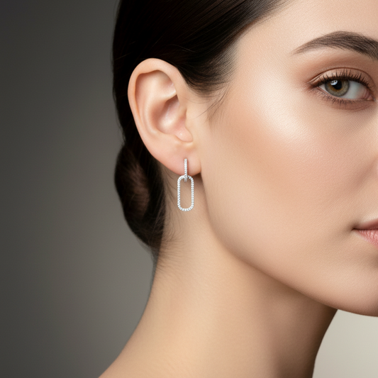 Blisse Allure Sterling Silver Huggie Drop Earrings