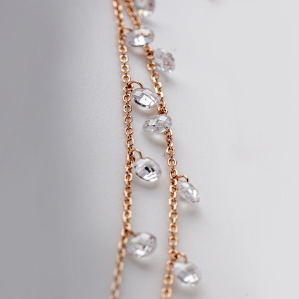 Blisse Allure 925 Sterling Silver Rose Gold Layered Queens Necklace