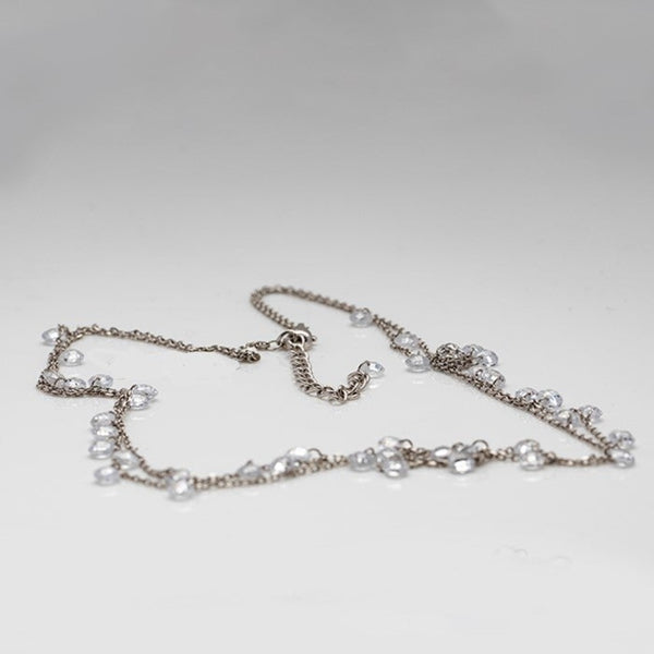 Blisse Allure 925 Sterling Silver White Crystal Layered Necklace