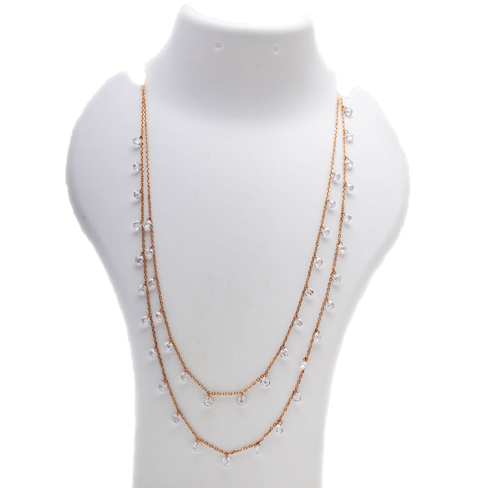 Blisse Allure 925 Sterling Silver Rose Gold Layered Queens Necklace