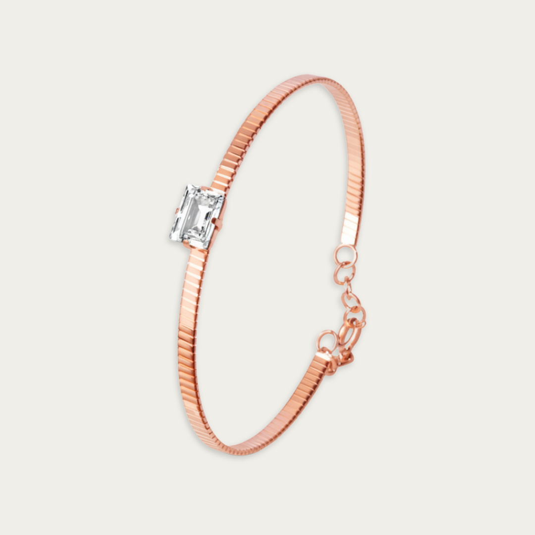 Blisse Allure Luxury Rose Gold Bracelet with Emerald-Cut Diamond
