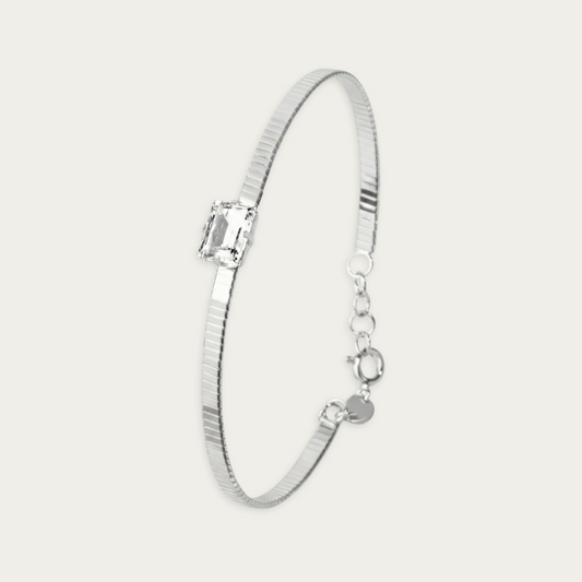 Blisse Allure Luxury Silver Bracelet with Emerald-Cut Diamond
