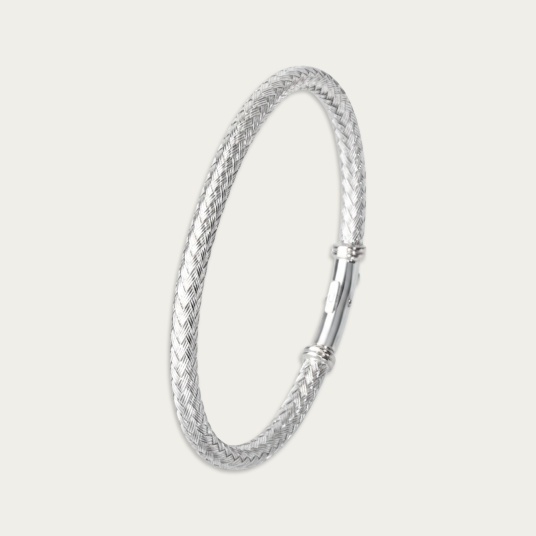 Blisse Allure Timeless Silver Bangle with Braided Texture