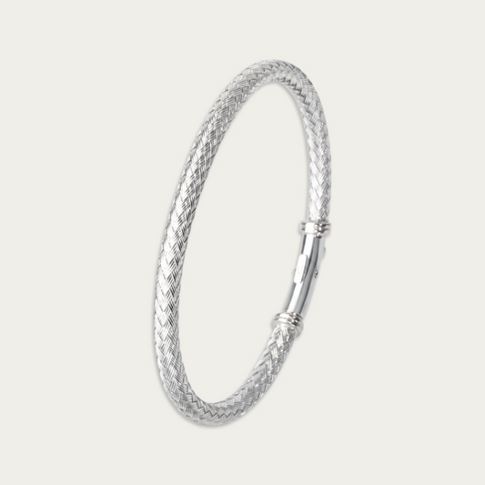 Blisse Allure Timeless Silver Bangle with Braided Texture
