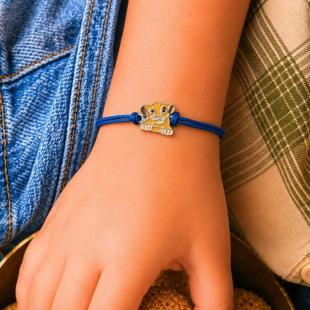 Blisse Allure 925 sterling Lion Simba Baby silver rakhi for kids' brother