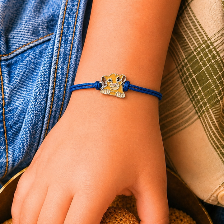 Blisse Allure 925 sterling Lion Simba Baby silver rakhi for kids' brother