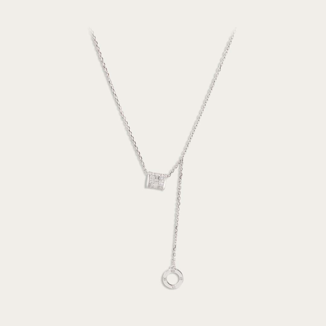 Blisse Allure Sterling Silver Cube Lariat Necklace