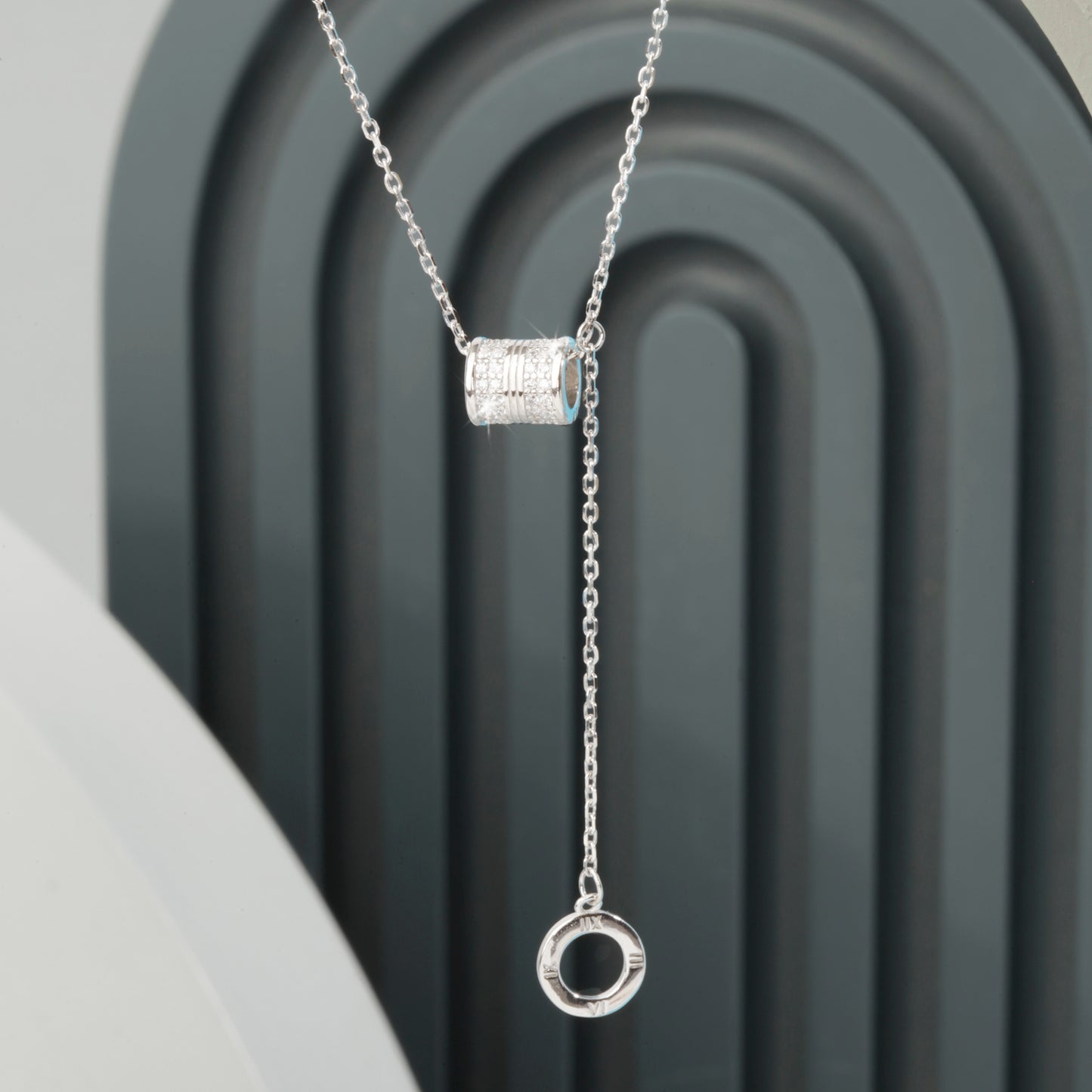 Blisse Allure Sterling Silver Cube Lariat Necklace
