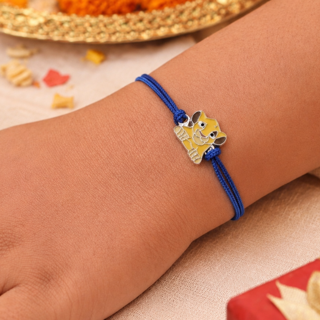 Blisse Allure 925 sterling Lion Simba Baby silver rakhi for kids' brother