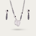 Baroque Pearl & Garnet 925 Sterling Silver Necklace Set