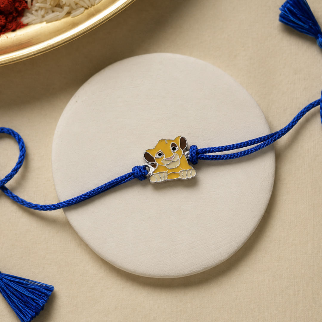 Blisse Allure 925 sterling Lion Simba Baby silver rakhi for kids' brother