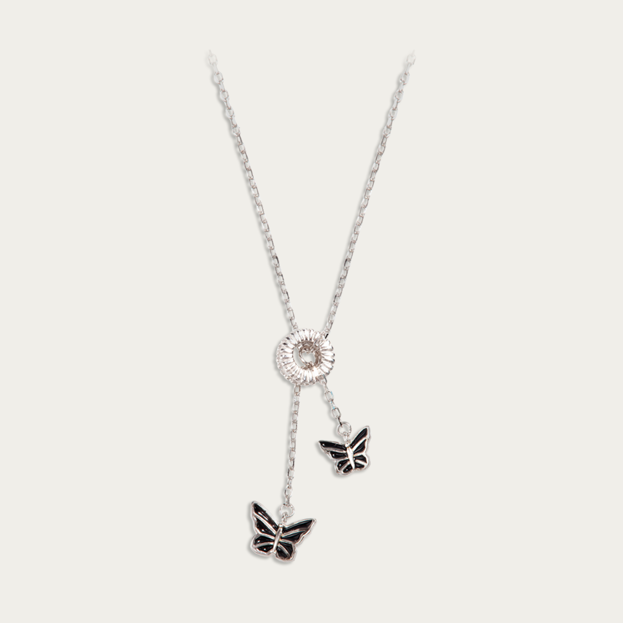 Blisse Allure Sterling Silver Butterfly Lariat Necklace