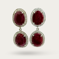 Blisse Allure Sterling Silver Ruby Talpe Danglers with White CZ