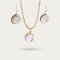 Mother of Pearl Round 925 Sterling Silver Earring & Pendant Set