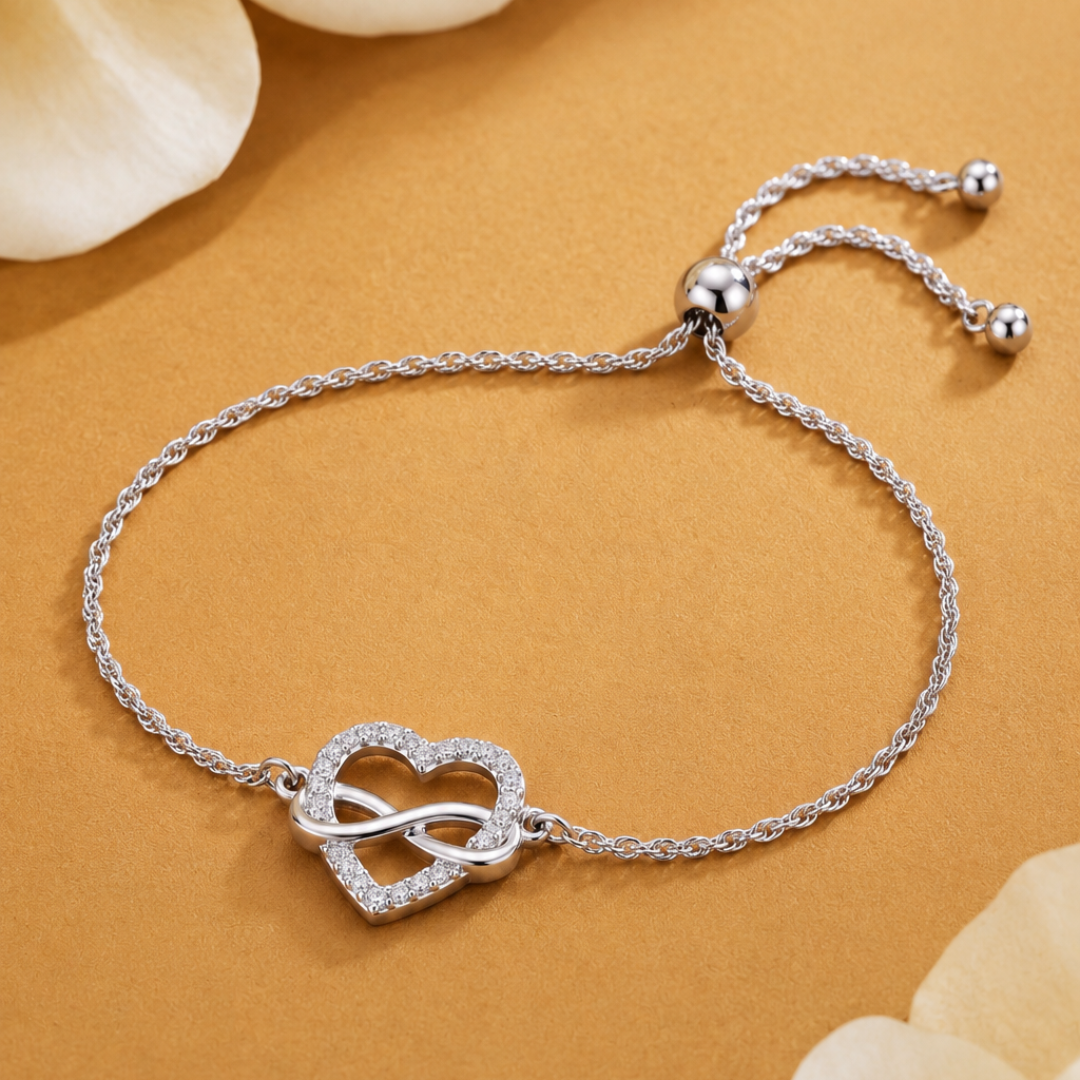 Blisse allure 925 Sterling Silver Infinity Heart Adjustable Bracelet