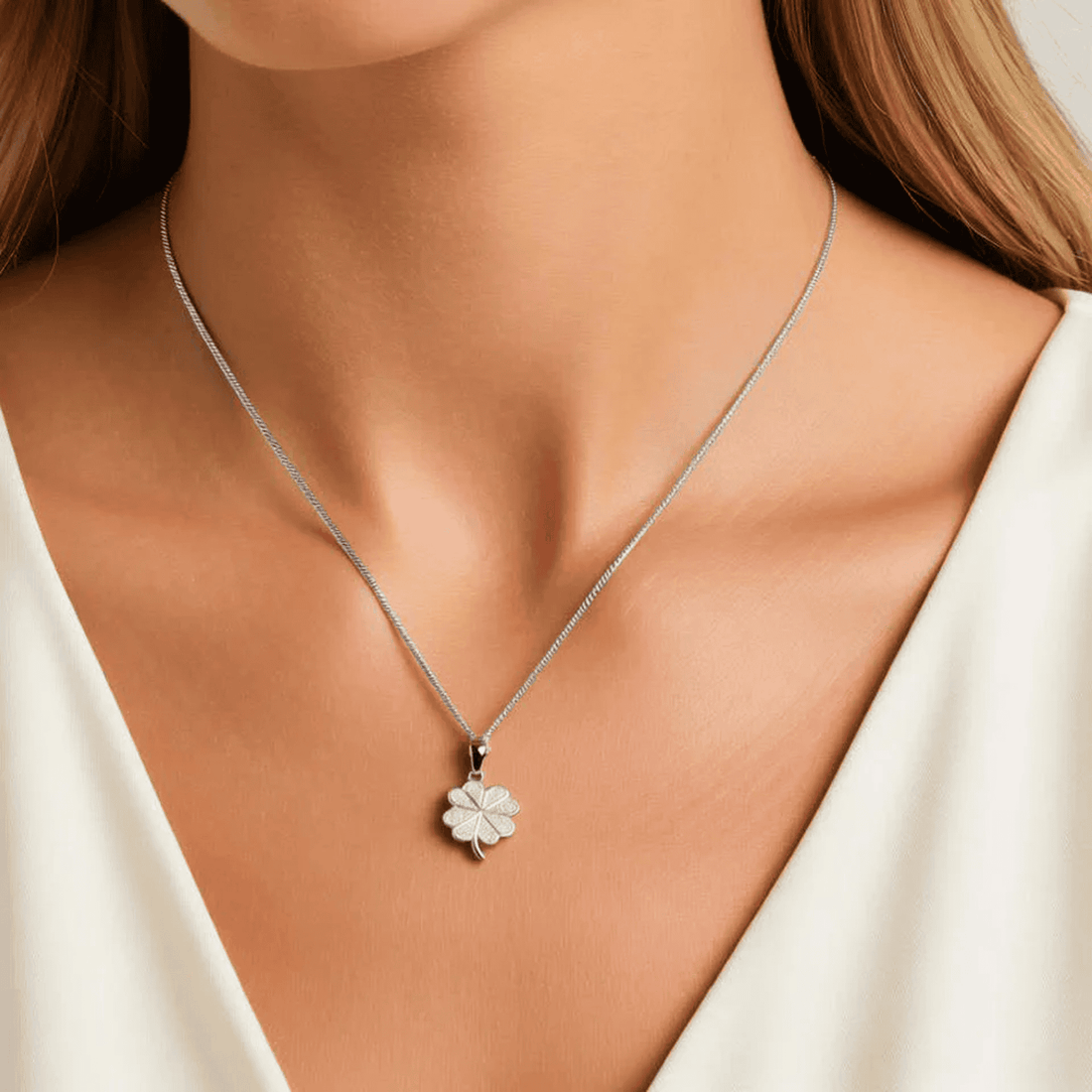 Four Leaf Clover pendant with a silver chain
