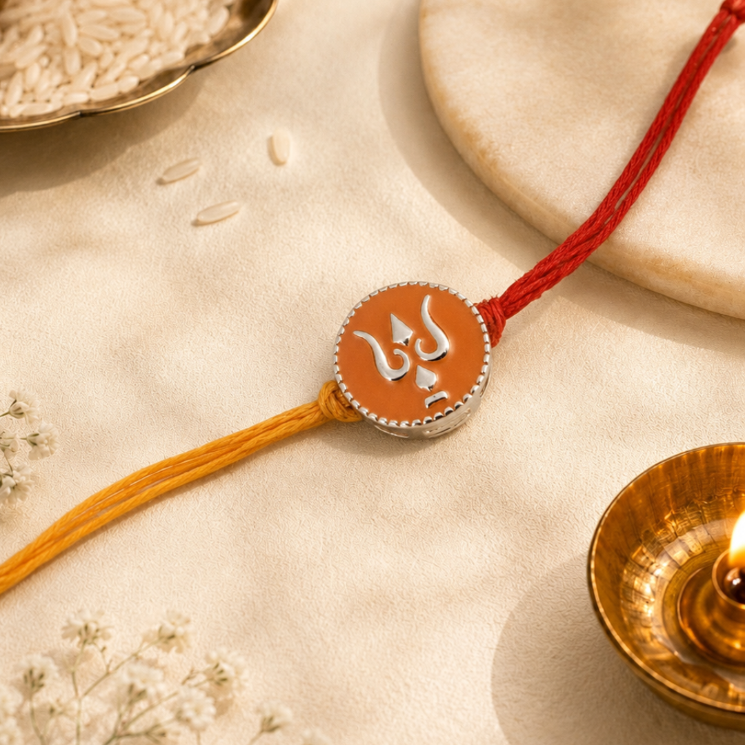 Blisse Allure Sterling Silver Enamelled Trishul Rakhi