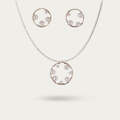 Modern Circle 925 Sterling SIlver Earrings with Freshwater Pearls & Pendant Set