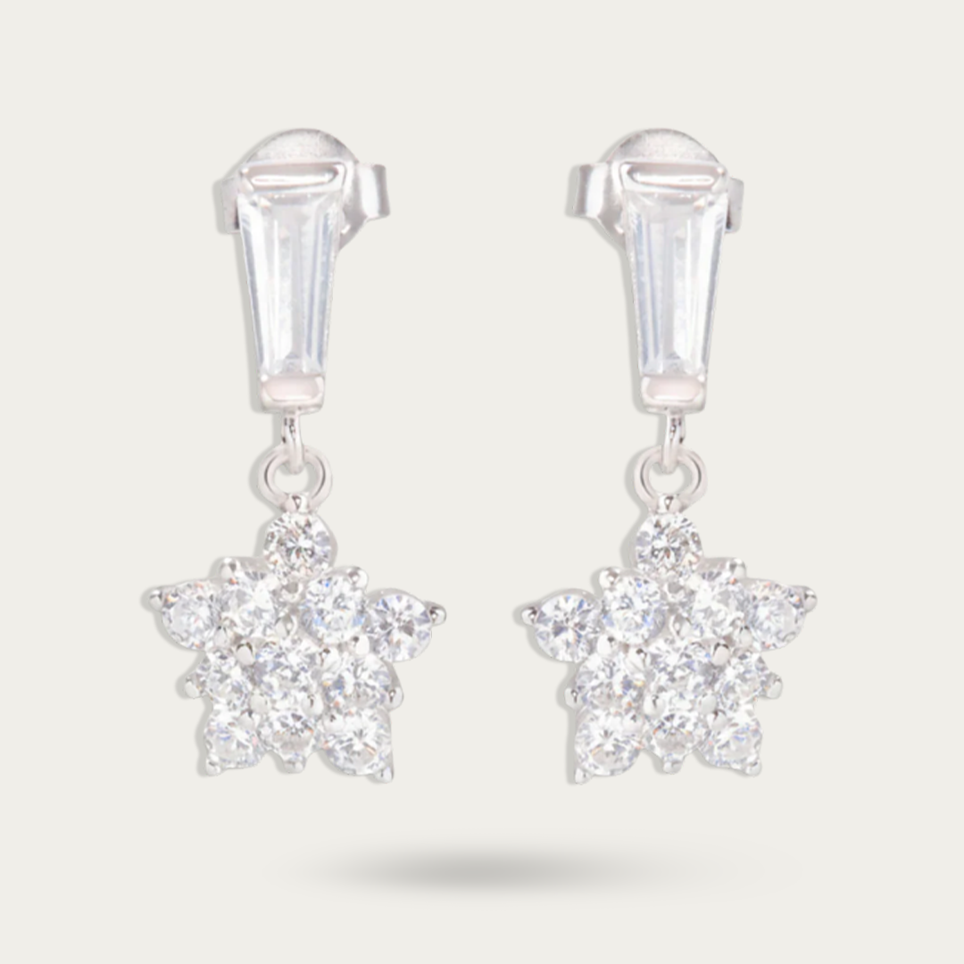 Blisse Allure Sterling Silver Flower Drop Earrings